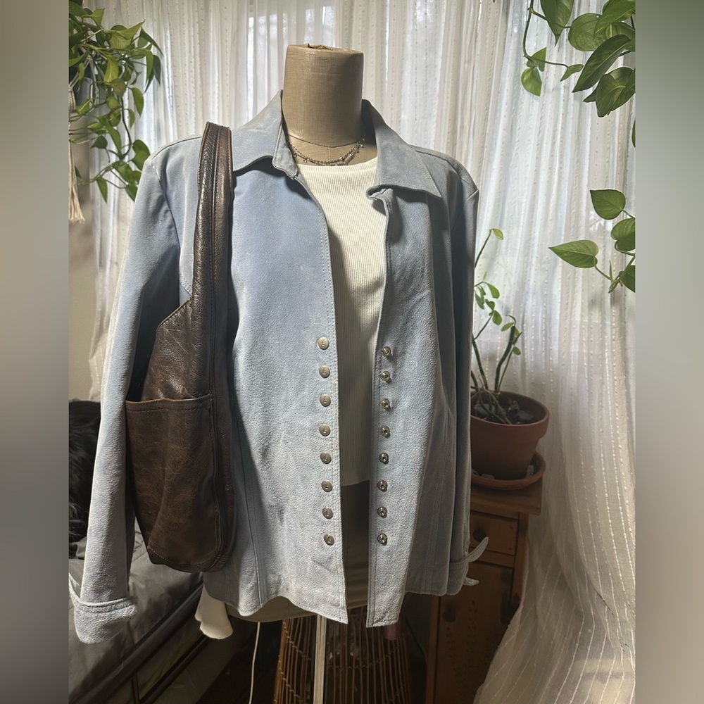 Live a Little Sky Blue Leather Jacket